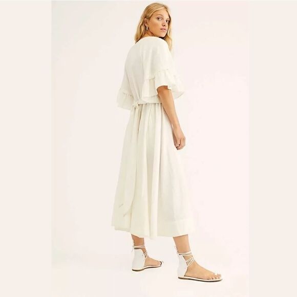 FREE PEOPLE XS WHAT A STUNNER MIDI DRESS IVORY - Picture 2 of 4